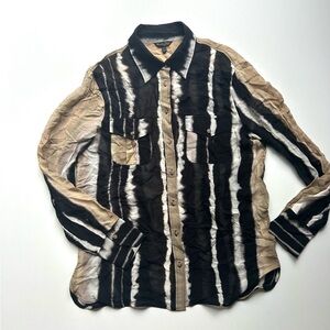 Massimo Dutti Black and Tan Striped Blouse
